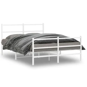 Metal bed frame with headboard and white footboard 140x190 cm by , Beds and slatted bases - Ref: Foro24-355432, Price: 92,70 ...