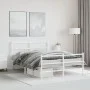 Bettgestell aus Metall mit Kopfteil und weißem Fußteil 140x190 cm von , Betten und Lattenroste - Ref: Foro24-355432, Preis: 9...