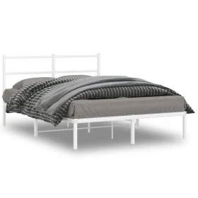 Metal bed frame with white headboard 135x190 cm by , Beds and slatted bases - Ref: Foro24-355413, Price: 84,59 €, Discount: %
