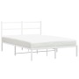 Metallbettgestell mit weißem Kopfteil 135x190 cm von , Betten und Lattenroste - Ref: Foro24-355413, Preis: 85,80 €, Rabatt: %