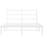 Estructura de cama de metal con cabecero blanca 135x190 cm de , Camas y somieres - Ref: Foro24-355413, Precio: 84,59 €, Descu...