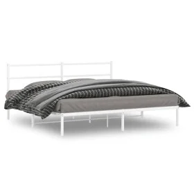 Estructura de cama de metal con cabecero blanco 180x200 cm de , Camas y somieres - Ref: Foro24-355418, Precio: 94,07 €, Descu...