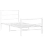 Bettgestell aus Metall mit Kopfteil und weißem Fußteil 100x190 cm von , Betten und Lattenroste - Ref: Foro24-355426, Preis: 6...