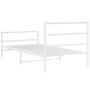 Bettgestell aus Metall mit Kopfteil und weißem Fußteil 100x190 cm von , Betten und Lattenroste - Ref: Foro24-355426, Preis: 6...