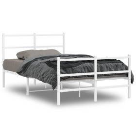 Metal bed frame with headboard and white footboard 120x200 cm by , Beds and slatted bases - Ref: Foro24-355430, Price: 85,63 ...