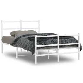 Metal bed frame with headboard and white footboard 120x200 cm by , Beds and slatted bases - Ref: Foro24-355430, Price: 84,54 ...