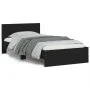 Bed frame with black engineered wood headboard 100x200 cm by , Beds and slatted bases - Ref: Foro24-838618, Price: 124,17 €, ...