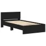 Bed frame with black engineered wood headboard 100x200 cm by , Beds and slatted bases - Ref: Foro24-838618, Price: 124,17 €, ...