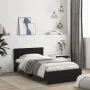 Bed frame with black engineered wood headboard 100x200 cm by , Beds and slatted bases - Ref: Foro24-838618, Price: 124,17 €, ...