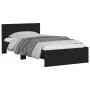 Bed frame with black engineered wood headboard 100x200 cm by , Beds and slatted bases - Ref: Foro24-838618, Price: 124,17 €, ...