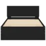 Bed frame with black engineered wood headboard 100x200 cm by , Beds and slatted bases - Ref: Foro24-838618, Price: 124,17 €, ...