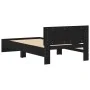 Bed frame with black engineered wood headboard 100x200 cm by , Beds and slatted bases - Ref: Foro24-838618, Price: 124,17 €, ...