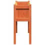Jardinera con patas madera maciza pino marrón cera 110x31x70 cm
