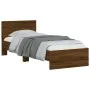 Bed frame headboard LED lights brown oak 90x200 cm by , Beds and slatted bases - Ref: Foro24-838812, Price: 116,10 €, Discoun...