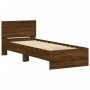 Estructura de cama cabecero luces LED roble marrón 90x200 cm de , Camas y somieres - Ref: Foro24-838812, Precio: 118,19 €