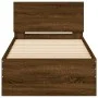 Bed frame headboard LED lights brown oak 90x200 cm by , Beds and slatted bases - Ref: Foro24-838812, Price: 116,10 €, Discoun...