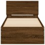 Estructura de cama cabecero luces LED roble marrón 90x200 cm de , Camas y somieres - Ref: Foro24-838812, Precio: 118,19 €