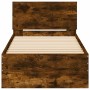 Bed frame headboard LED lights smoked oak 90x200 cm by , Beds and slatted bases - Ref: Foro24-838810, Price: 115,45 €, Discou...