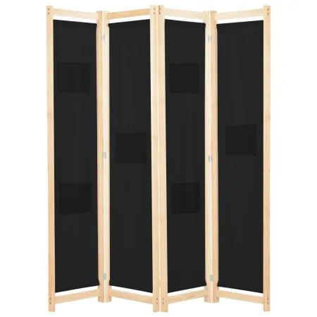 Biombo divisor de 4 paneles de tela negro 160x170x4 cm de vidaXL, Divisores de ambientes - Ref: Foro24-248184, Precio: 70,37 ...