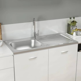 Fregadero de cocina con escurridor acero inox 1000x500x155 mm
