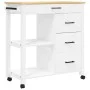 MONZA solid pine wood kitchen cart 84x40x90 cm by , Kitchen and dining carts - Ref: Foro24-376117, Price: 213,81 €, Discount: %