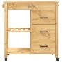 MONZA Küchenwagen aus massivem Kiefernholz 84x40x90 cm von , Küchen- und Speisewagen - Ref: Foro24-376115, Preis: 167,20 €, R...