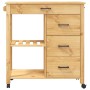MONZA Küchenwagen aus massivem Kiefernholz 84x40x90 cm von , Küchen- und Speisewagen - Ref: Foro24-376115, Preis: 169,88 €, R...