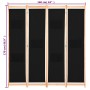 Divider screen with 4 black fabric panels 160x170x4 cm by vidaXL, Room dividers - Ref: Foro24-248184, Price: 71,79 €, Discoun...