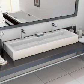 Waschbecken 120x46x11 cm Mineralharz/weißer Marmor von vidaXL, Sinkt - Ref: Foro24-144068, Preis: 348,99 €, Rabatt: %