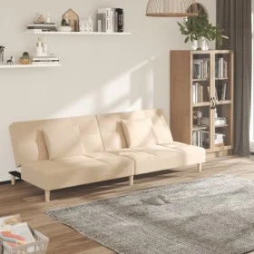 Two-seater sofa bed with two cream-colored fabric pillows by , Sofas - Ref: Foro24-375795, Price: 242,05 €, Discount: %