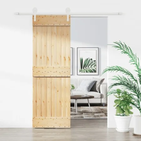 Schiebetür mit Beschlägen aus massivem Kiefernholz, 70 x 210 cm von , Türen - Ref: Foro24-3203254, Preis: 179,25 €, Rabatt: %