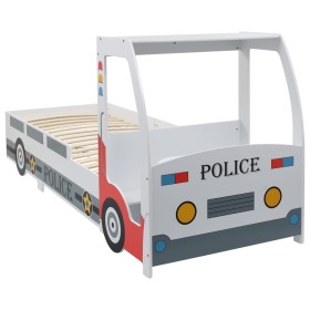 Cama infantil forma de coche de policía y escritorio 90x200 cm