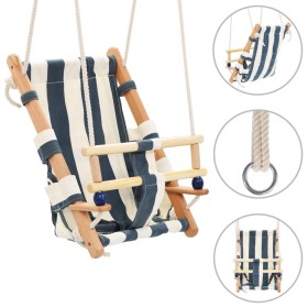 Babyschaukel mit Sicherheitsgurt, Baumwolle, Holz, blau von vidaXL, Babypullover und Schaukeln - Ref: Foro24-91801, Preis: 50...