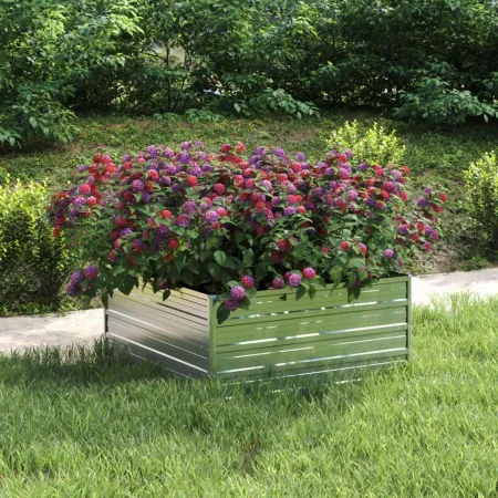 Blumenbeet aus silberverzinktem Stahl, 100 x 100 x 45 cm von , Töpfe und Pflanzgefäße - Ref: Foro24-316885, Preis: 44,75 €, R...
