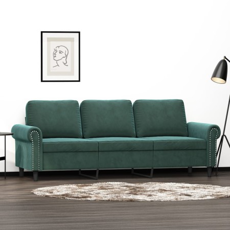 Dunkelgrünes 3-Sitzer-Sofa aus Samt, 180 cm von , Sofas - Ref: Foro24-359541, Preis: 307,90 €, Rabatt: %