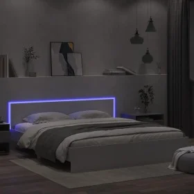 Bettgestell mit Kopfteil und weißen LED-Leuchten 180x200 cm von , Betten und Lattenroste - Ref: Foro24-3207588, Preis: 197,00...