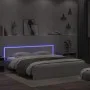 Bed frame with headboard and white LED lights 180x200 cm by , Beds and slatted bases - Ref: Foro24-3207588, Price: 197,00 €, ...