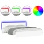 Bed frame with headboard and white LED lights 180x200 cm by , Beds and slatted bases - Ref: Foro24-3207588, Price: 197,00 €, ...