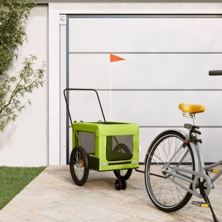 Pet Bicycle Trailer Iron Oxford Cloth Green Black by , pet strollers - Ref: Foro24-93948, Price: 108,15 €, Discount: %