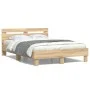 Sonoma oak bed frame with headboard and LED lights 120x200 cm by , Beds and slatted bases - Ref: Foro24-3207555, Price: 135,5...