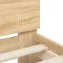 Sonoma oak bed frame with headboard and LED lights 120x200 cm by , Beds and slatted bases - Ref: Foro24-3207555, Price: 135,5...
