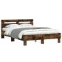 Smoked oak bed frame with headboard and LED lights 120x200cm by , Beds and slatted bases - Ref: Foro24-3207557, Price: 144,10...