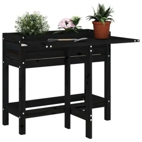Jardinera con tapa plegable madera maciza de pino negro de , Maceteros y jardineras - Ref: Foro24-825125, Precio: 71,63 €, De...