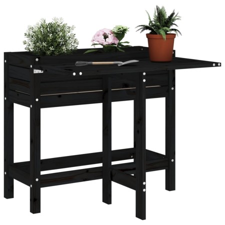 Jardinera con tapa plegable madera maciza de pino negro de , Maceteros y jardineras - Ref: Foro24-825125, Precio: 72,39 €, De...