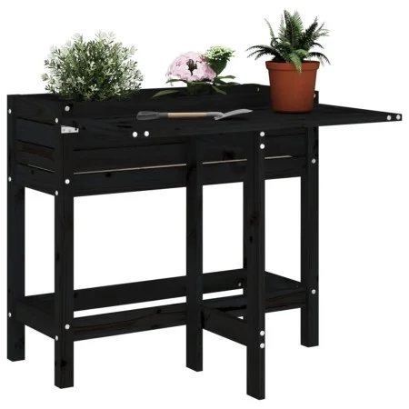 Planter with folding lid solid black pine wood by , Pots and planters - Ref: Foro24-825125, Price: 71,63 €, Discount: %