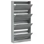 Schuhschrank mit 4 Klappschubladen Sonomagrau 80x21x163,5 cm von , Schuhregale und Schuhorganisatoren - Ref: Foro24-3214369, ...