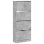 Schuhschrank mit 4 klappbaren Schubladen betongrau 80x34x187,5cm von , Schuhregale und Schuhorganisatoren - Ref: Foro24-32143...