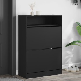 Shoe cabinet with 2 folding drawers black 80x34x116 cm by , Shoe racks and shoe organizers - Ref: Foro24-3214407, Price: 106,...