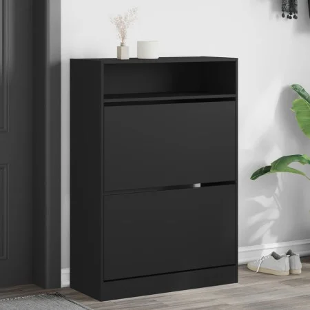 Shoe cabinet with 2 folding drawers black 80x34x116 cm by , Shoe racks and shoe organizers - Ref: Foro24-3214407, Price: 105,...