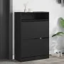 Shoe cabinet with 2 folding drawers black 80x34x116 cm by , Shoe racks and shoe organizers - Ref: Foro24-3214407, Price: 105,...